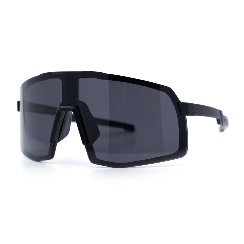 Mens Polarized Oversized Large Shield Monoblock Plastic Sport Sunglasses