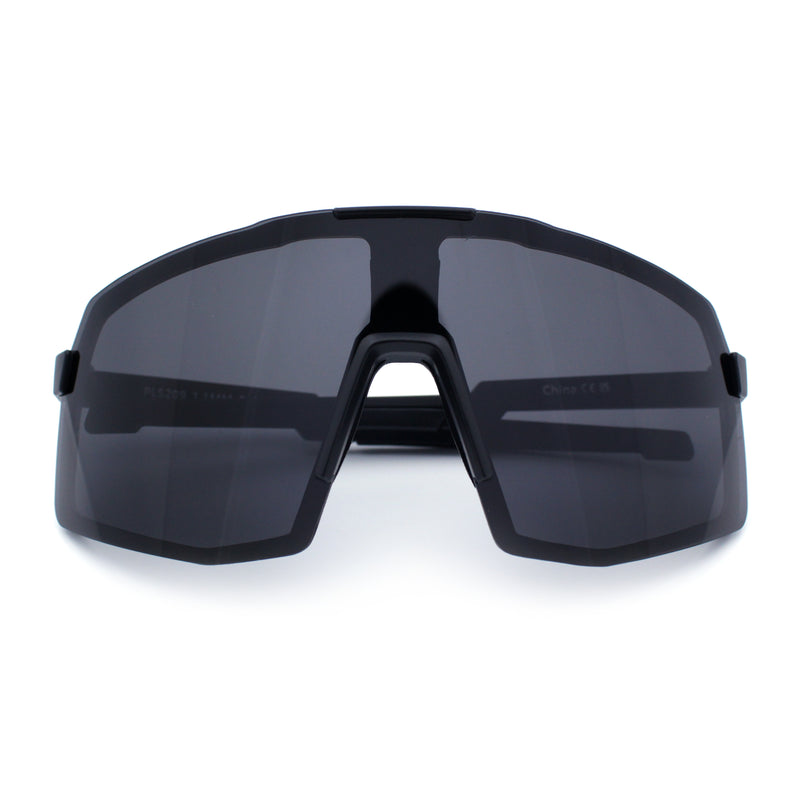Mens Polarized Oversized Large Shield Monoblock Plastic Sport Sunglasses