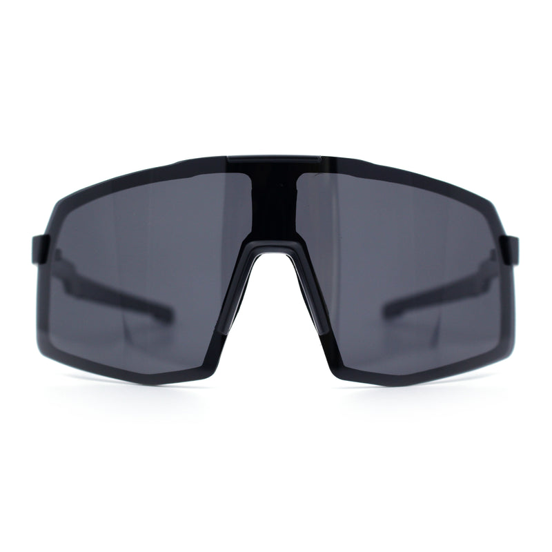 Mens Polarized Oversized Large Shield Monoblock Plastic Sport Sunglasses