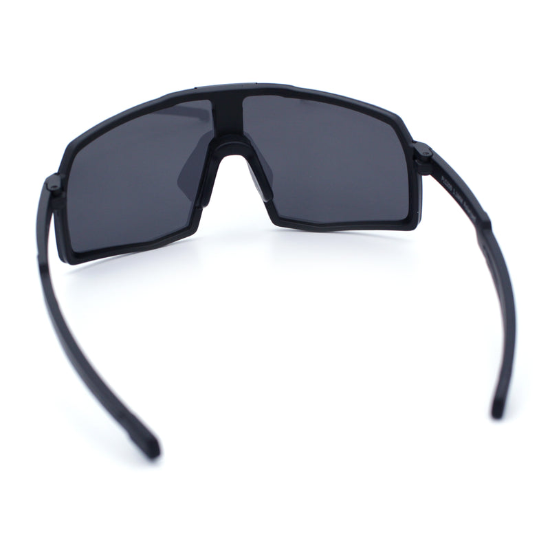 Mens Polarized Oversized Large Shield Monoblock Plastic Sport Sunglasses