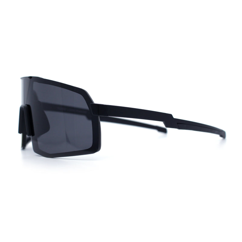 Mens Polarized Oversized Large Shield Monoblock Plastic Sport Sunglasses