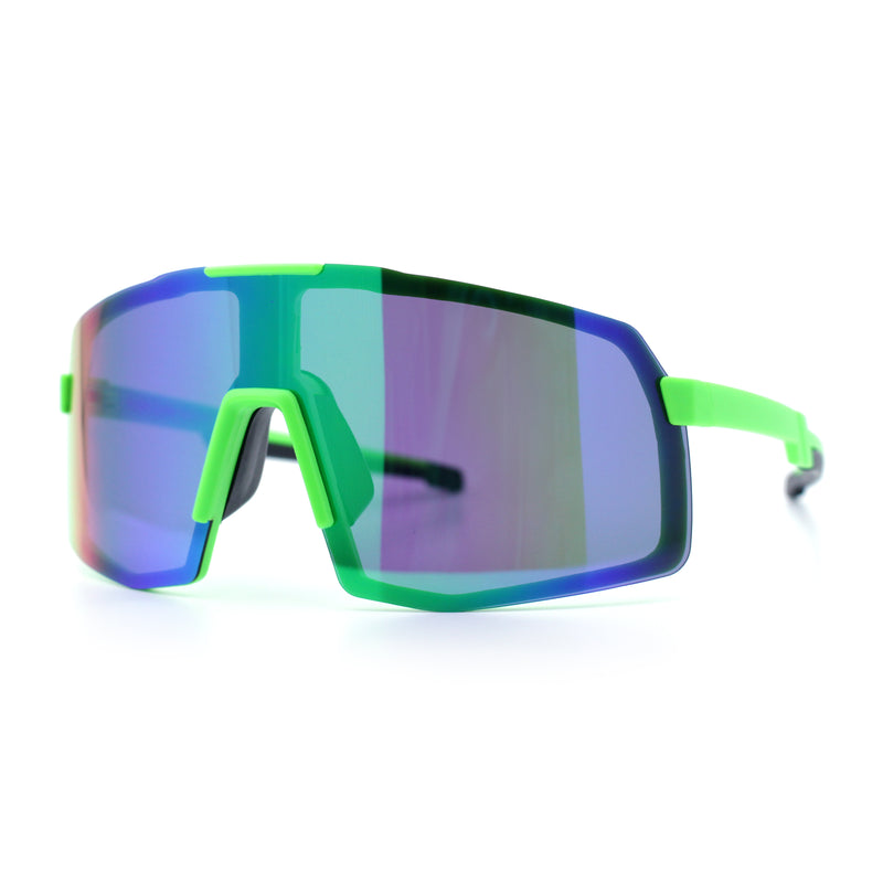 Mens Polarized Oversized Large Shield Monoblock Plastic Sport Sunglasses
