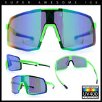Mens Polarized Oversized Large Shield Monoblock Plastic Sport Sunglasses