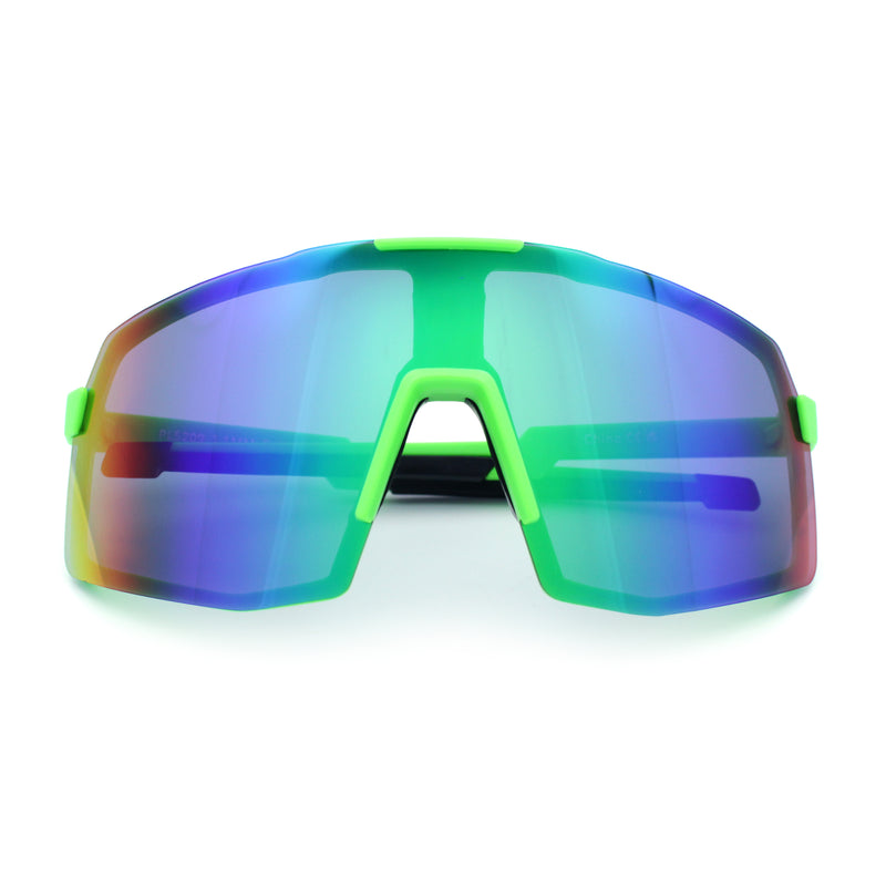 Mens Polarized Oversized Large Shield Monoblock Plastic Sport Sunglasses