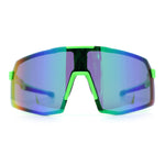 Mens Polarized Oversized Large Shield Monoblock Plastic Sport Sunglasses