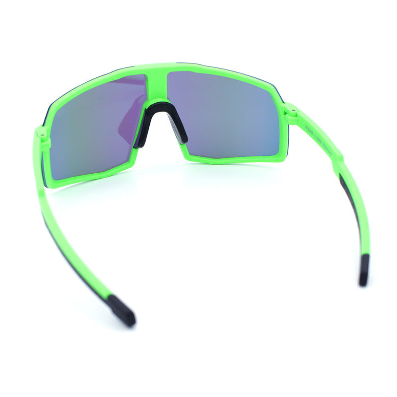 Mens Polarized Oversized Large Shield Monoblock Plastic Sport Sunglasses
