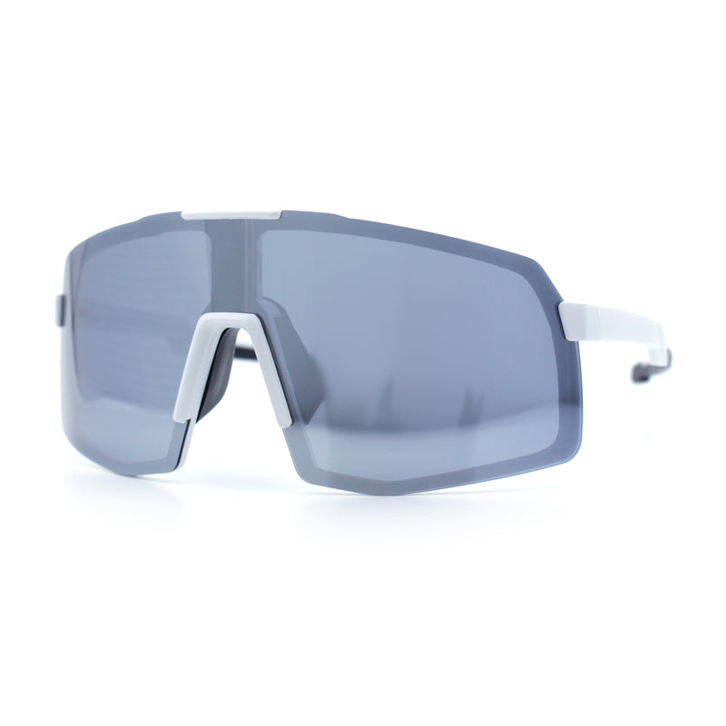 Mens Polarized Oversized Large Shield Monoblock Plastic Sport Sunglasses