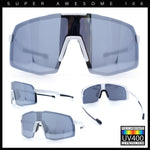 Mens Polarized Oversized Large Shield Monoblock Plastic Sport Sunglasses