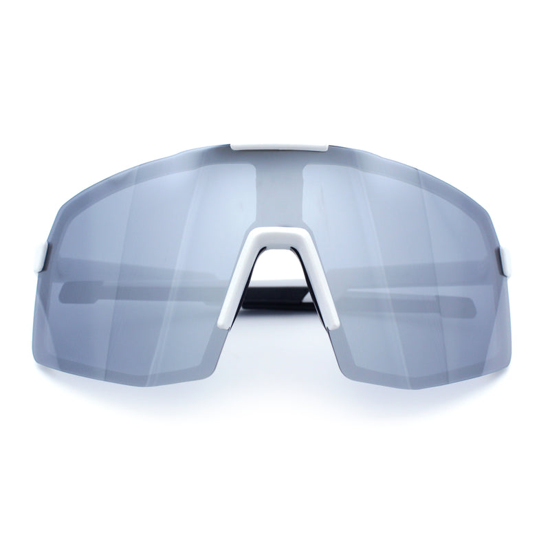 Mens Polarized Oversized Large Shield Monoblock Plastic Sport Sunglasses