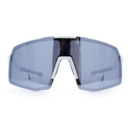 Mens Polarized Oversized Large Shield Monoblock Plastic Sport Sunglasses