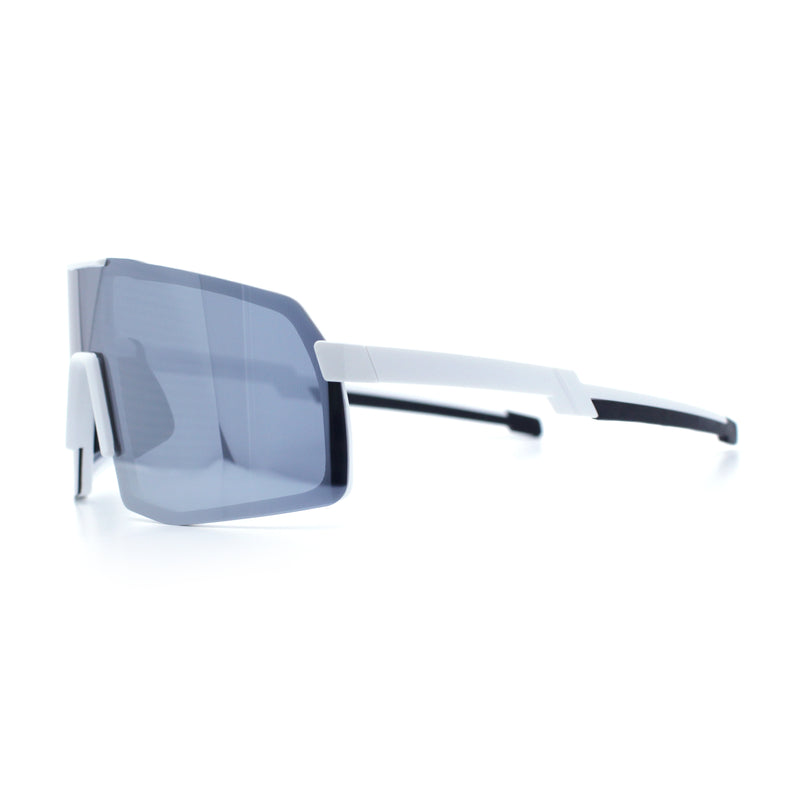 Mens Polarized Oversized Large Shield Monoblock Plastic Sport Sunglasses