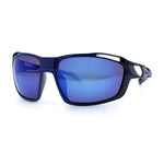 Mens Xloop Classic Mirror Lens Rectangle Wrap Biker Style Plastic Sunglasses