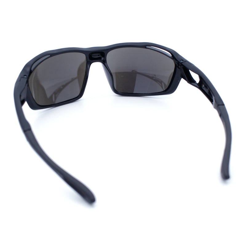 Mens Xloop Classic Mirror Lens Rectangle Wrap Biker Style Plastic Sunglasses