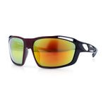Mens Xloop Classic Mirror Lens Rectangle Wrap Biker Style Plastic Sunglasses