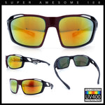 Mens Xloop Classic Mirror Lens Rectangle Wrap Biker Style Plastic Sunglasses