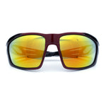 Mens Xloop Classic Mirror Lens Rectangle Wrap Biker Style Plastic Sunglasses