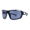 Mens Xloop Classic Mirror Lens Rectangle Wrap Biker Style Plastic Sunglasses