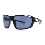 Mens Xloop Classic Mirror Lens Rectangle Wrap Biker Style Plastic Sunglasses