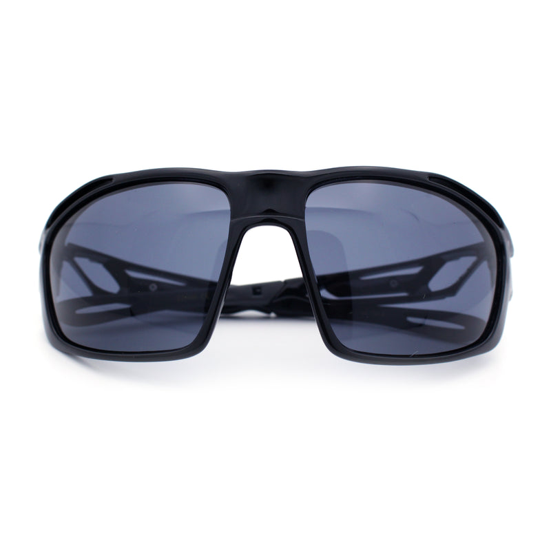 Mens Xloop Classic Mirror Lens Rectangle Wrap Biker Style Plastic Sunglasses