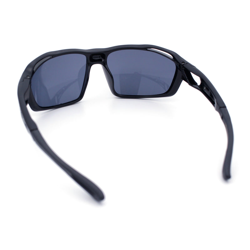 Mens Xloop Classic Mirror Lens Rectangle Wrap Biker Style Plastic Sunglasses
