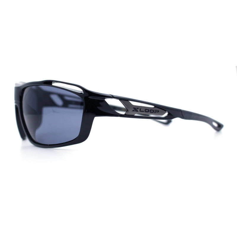 Mens Xloop Classic Mirror Lens Rectangle Wrap Biker Style Plastic Sunglasses