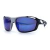 Mens Xloop Classic Mirror Lens Rectangle Wrap Biker Style Plastic Sunglasses