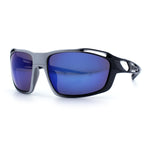 Mens Xloop Classic Mirror Lens Rectangle Wrap Biker Style Plastic Sunglasses