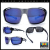 Mens Xloop Classic Mirror Lens Rectangle Wrap Biker Style Plastic Sunglasses