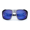 Mens Xloop Classic Mirror Lens Rectangle Wrap Biker Style Plastic Sunglasses