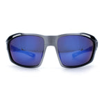 Mens Xloop Classic Mirror Lens Rectangle Wrap Biker Style Plastic Sunglasses