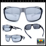 Mens Xloop Classic Mirror Lens Rectangle Wrap Biker Style Plastic Sunglasses