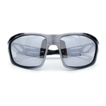 Mens Xloop Classic Mirror Lens Rectangle Wrap Biker Style Plastic Sunglasses