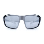 Mens Xloop Classic Mirror Lens Rectangle Wrap Biker Style Plastic Sunglasses