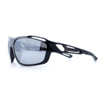 Mens Xloop Classic Mirror Lens Rectangle Wrap Biker Style Plastic Sunglasses