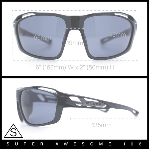 Mens Xloop Classic Mirror Lens Rectangle Wrap Biker Style Plastic Sunglasses