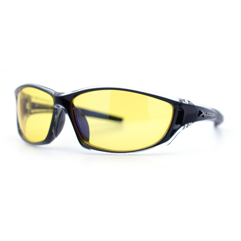 Mens Xloop HD Night Driving Yellow Lens Wrap Biker Style Plastic Sunglasses