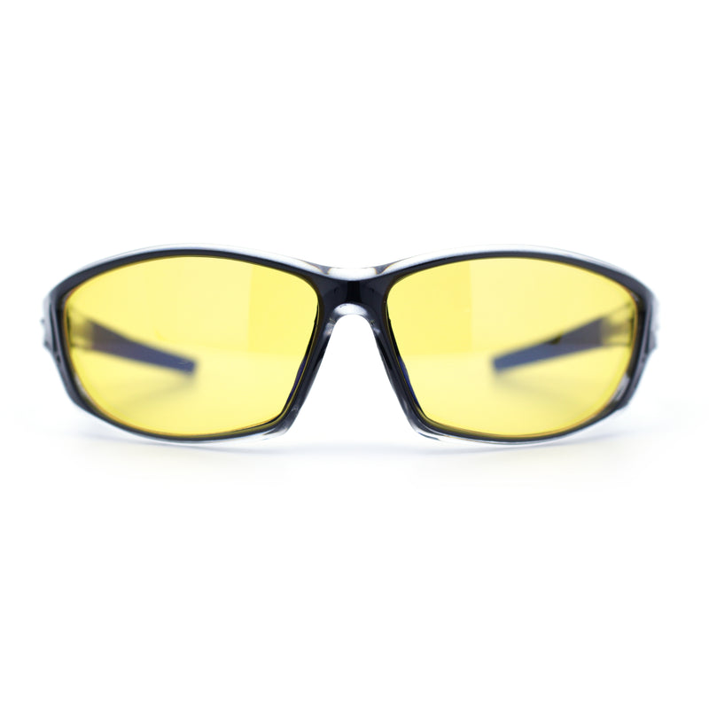 Mens Xloop HD Night Driving Yellow Lens Wrap Biker Style Plastic Sunglasses