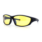 Mens Xloop HD Night Driving Yellow Lens Wrap Biker Style Plastic Sunglasses