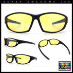 Mens Xloop HD Night Driving Yellow Lens Wrap Biker Style Plastic Sunglasses