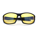 Mens Xloop HD Night Driving Yellow Lens Wrap Biker Style Plastic Sunglasses