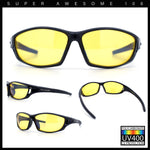 Mens Xloop HD Night Driving Yellow Lens Wrap Biker Style Plastic Sunglasses