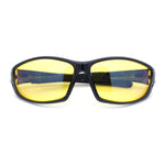 Mens Xloop HD Night Driving Yellow Lens Wrap Biker Style Plastic Sunglasses