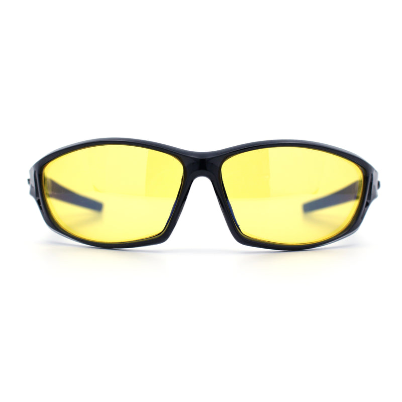 Mens Xloop HD Night Driving Yellow Lens Wrap Biker Style Plastic Sunglasses