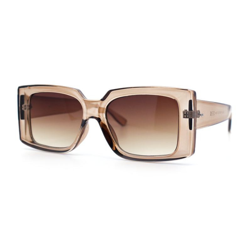 Womens Retro Mod Rectangle Thick Plastic Luxury Minimalist Plastic Sunglasses