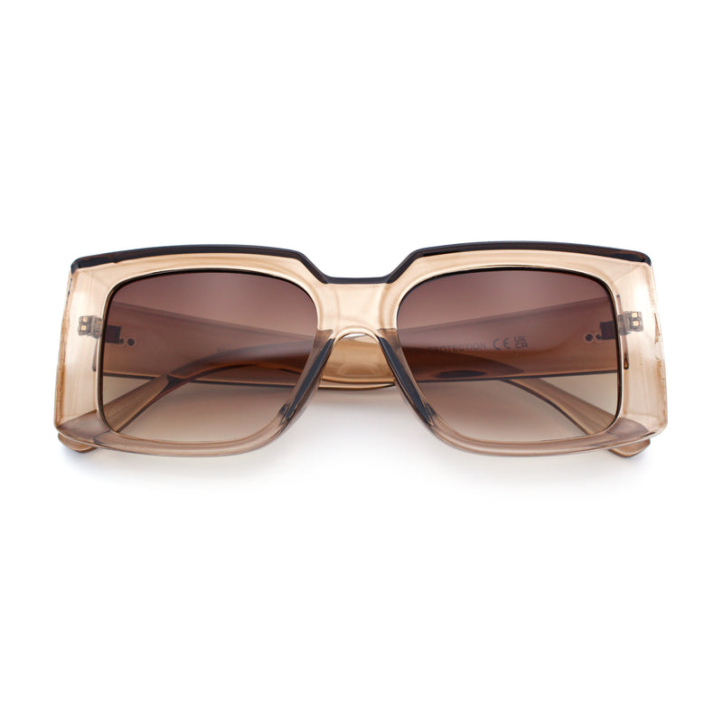 Womens Retro Mod Rectangle Thick Plastic Luxury Minimalist Plastic Sunglasses