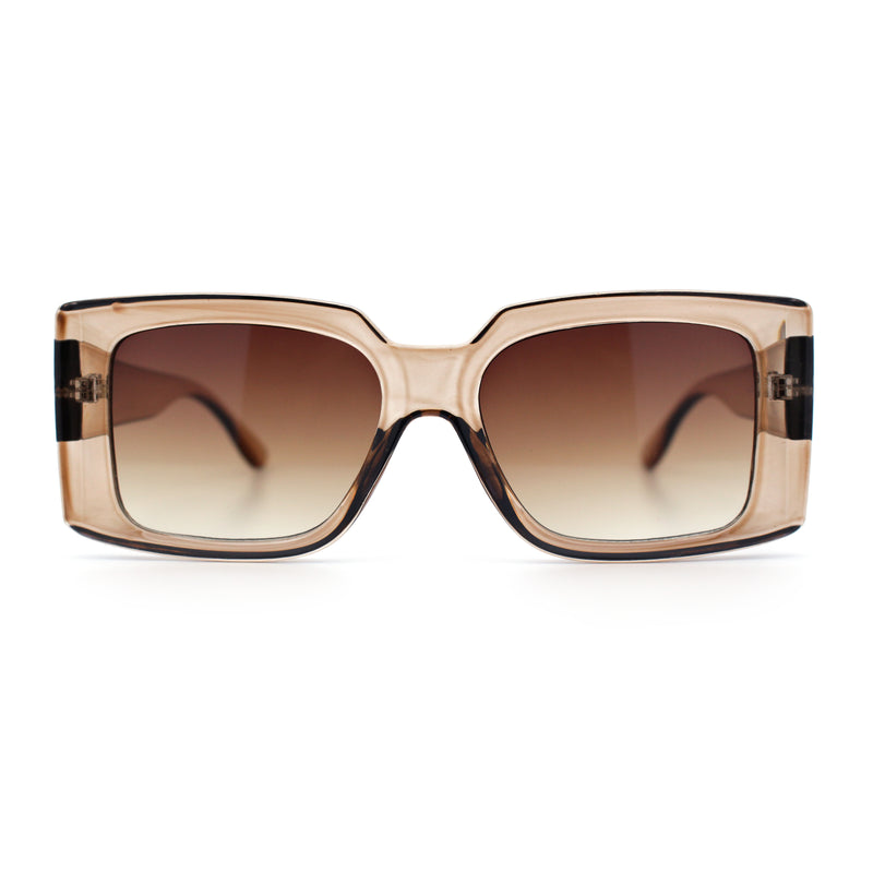 Womens Retro Mod Rectangle Thick Plastic Luxury Minimalist Plastic Sunglasses