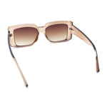 Womens Retro Mod Rectangle Thick Plastic Luxury Minimalist Plastic Sunglasses
