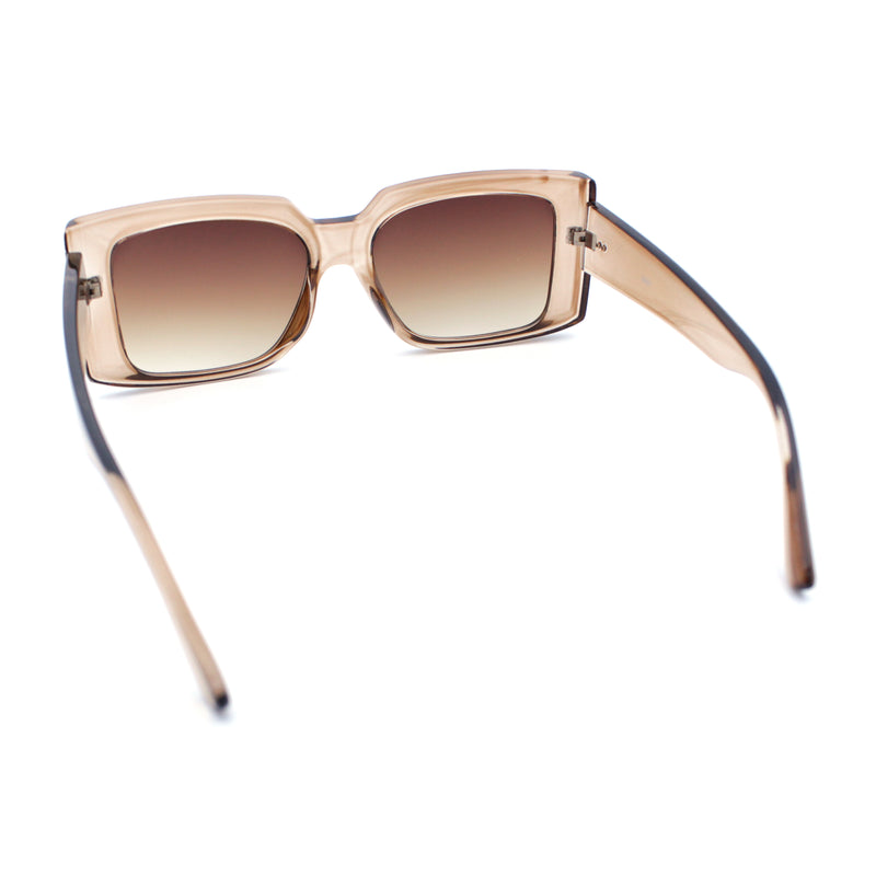 Womens Retro Mod Rectangle Thick Plastic Luxury Minimalist Plastic Sunglasses