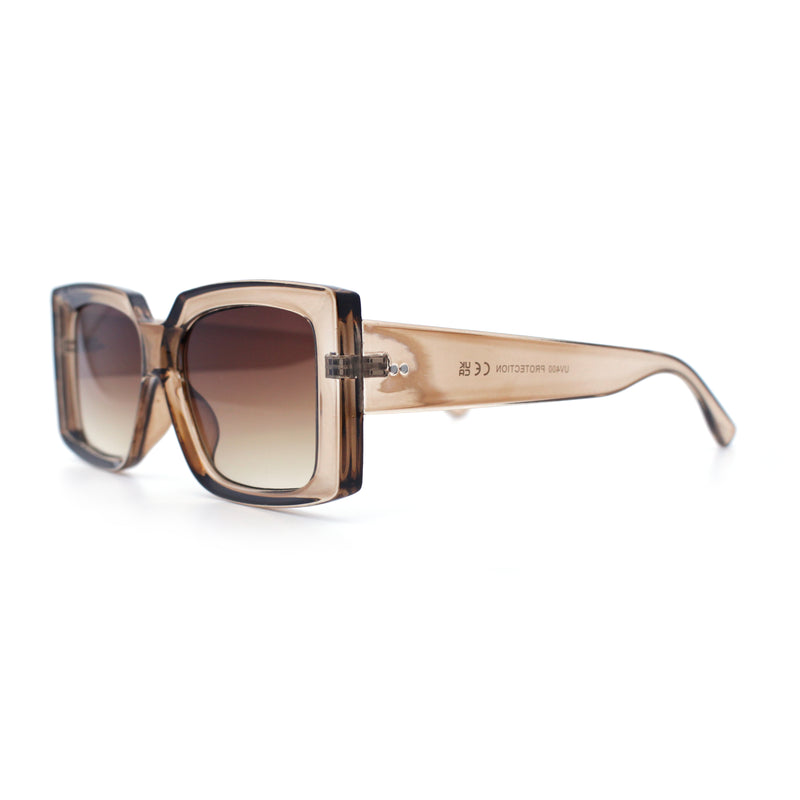 Womens Retro Mod Rectangle Thick Plastic Luxury Minimalist Plastic Sunglasses