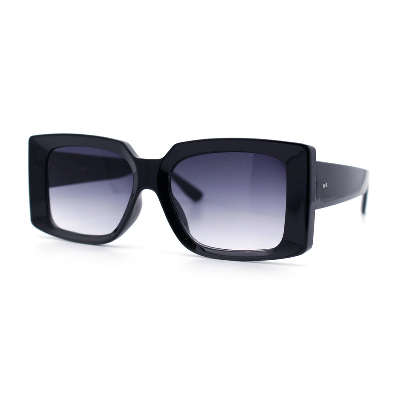 Womens Retro Mod Rectangle Thick Plastic Luxury Minimalist Plastic Sunglasses
